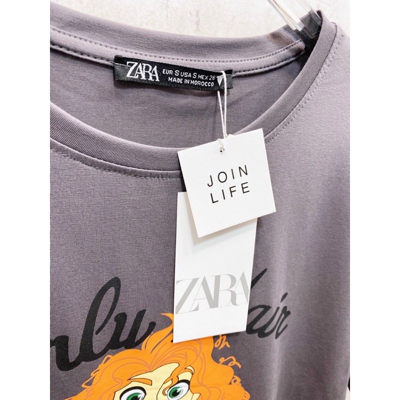 Áo Phông Zara nữ hình cô gái Curly Hair xuất xịn chuẩn auth 100% full tem tag