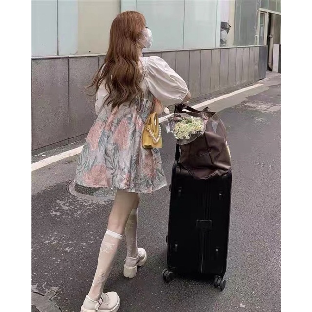 Đầm Dự Tiệc 2 Dây Gấm Nơ Kim Sa Cực Xinh