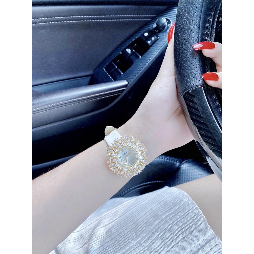Đồng hồ nữ dây da, đồng hồ đeo tay nữ GULENA chính hãng cao cấp, đính đá cao cấp chuẩn kim cương nhân tạo siêu sang