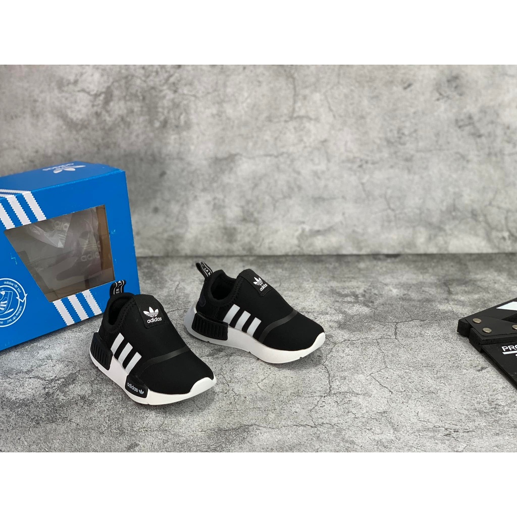 Giày NMD Kid Den Sọc Trắng