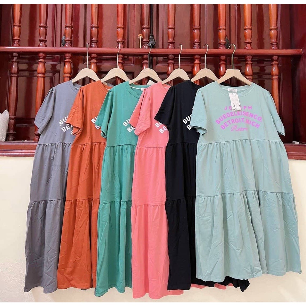 Váy Bầu Đầm Bầu Thun Cotton In Chữ Cá Tính Chất Mát Phù Hợp Đi Chơi Mặc Ở Nhà