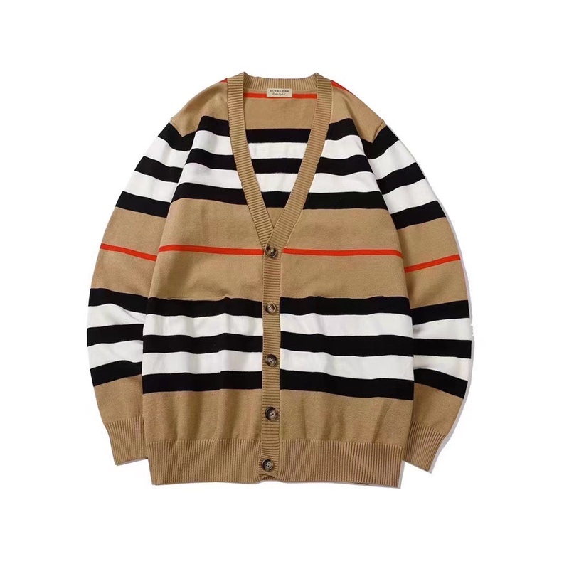 Áo Khoác Cardigan Dệt Kim Tay Dài Kẻ Sọc Ngang Cổ Điển Thời Trang Cho Cặp Đôi