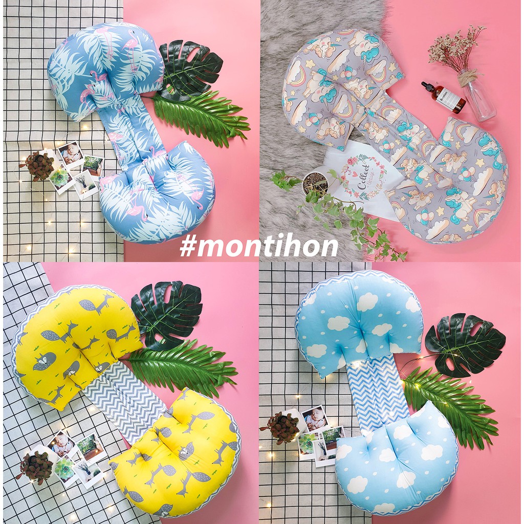 Gối Bầu Cánh Tiên montíhon | Kê bụng, Giảm đau lưng, cho mẹ Bầu giấc ngủ ngon - Bông chống xẹp