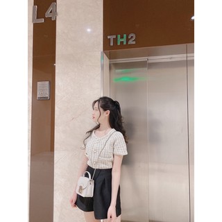 Fetchingroom - Áo dạ khuy ngọc kẻ ( Ảnh thật shop tự chụp )