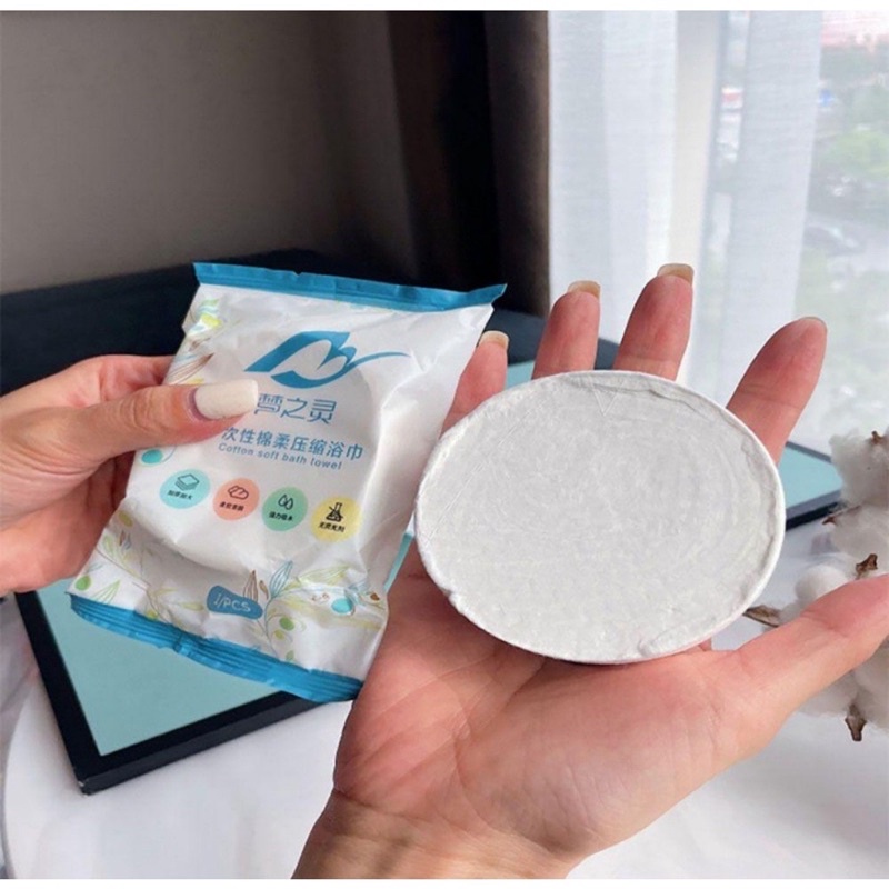 Khăn tắm nén du lịch tiện lợi (70x140cm)- Khăn tắm khách sạn Cotton dạng viên nén dùng 1 lần hàng chuẩn Nội Địa Trung