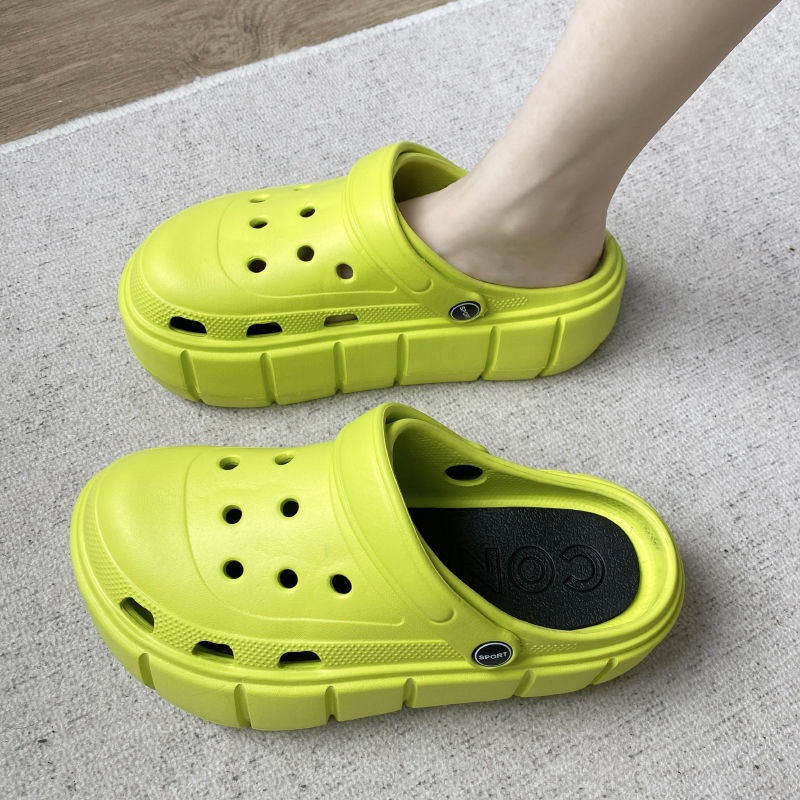 Dép Đế Dày Đục Lỗ Màu Sắc Thời Trang Đi Biển Cho Nữ