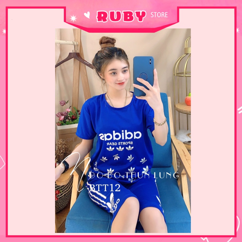Đồ bộ nữ mặc nhà kiểu dáng thể thao Free Size Dưới 47KG chất thun mềm mịn ❤ Rubystorevn