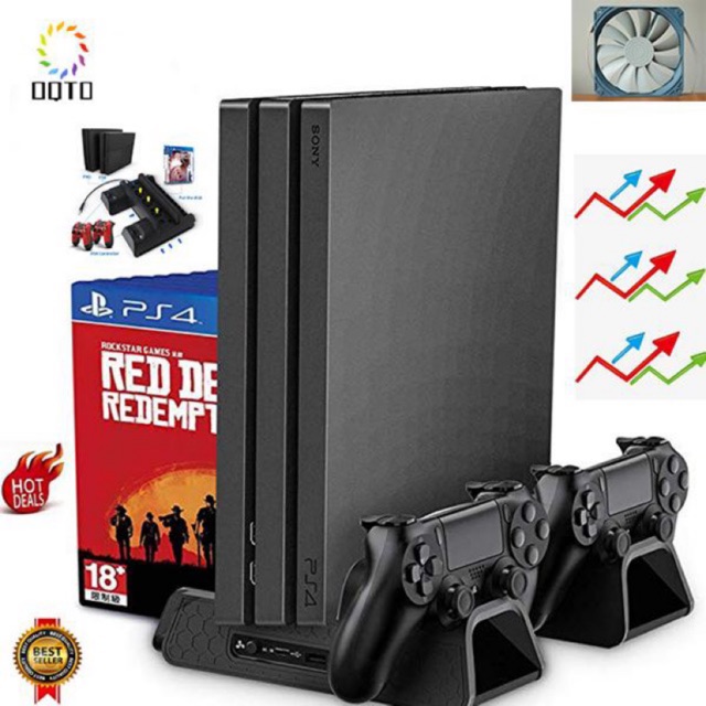 Dock sạc ps4 pro/slim 3 in 1 làm mát sạc tay cầm đế dựng máy Ps4 Pro tản nhiệt Ps4 Slim