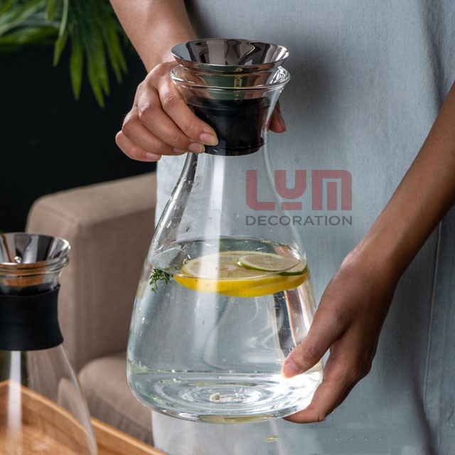 (HOT-ẢNH THẬT) Bình detox dáng bầu - Bình nước thủy tinh chịu nhiệt cao cấp Borosilicate k chì, hàng xuất Âu