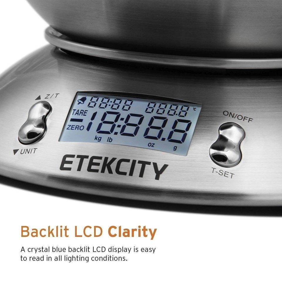Cân nhà bếp Etekcity EK4150 có khay đựng inox - cân tiểu ly, cân thực phẩm [nhập Đức chính hãng]