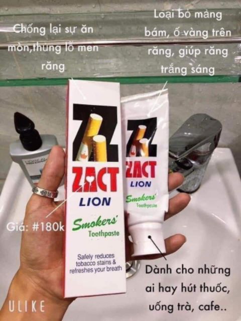 Kem đánh răng Zact Lion cho người hút thuốc lá