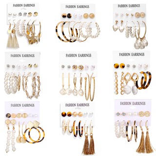 Set 6 đôi bông tai nữ xinh xắn thời trang phong cách Bohemian