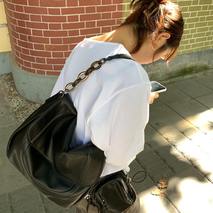 IELGY Túi Đeo Vai Da Pu Màu Trơn Thời Trang Cho Nữ