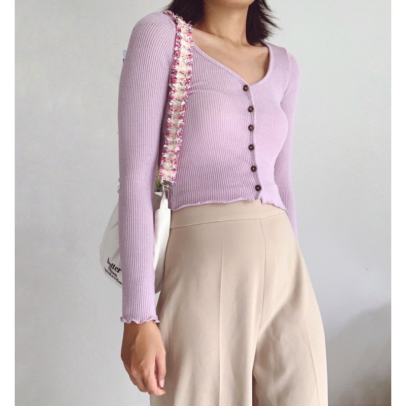 Túi tote canvas Butter Club đeo chéo với quai tweed BUTTER CLUB Cream Puff