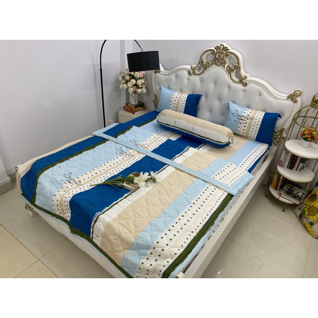Drap thun lạnh Hàn Quốc Mẫu Sọc Chữ