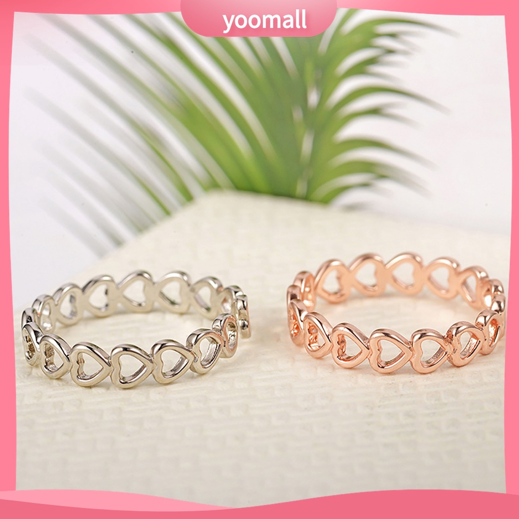 Yomall♡ Nhẫn Cưới Hình Trái Tim Bằng Đồng Trang Nhã