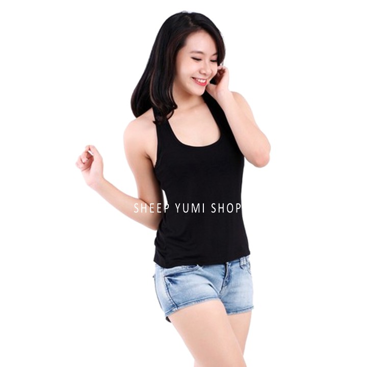 Áo ba lỗ nữ thể thao dáng ôm body tập gym SHEEP YUMI SHOP AB01