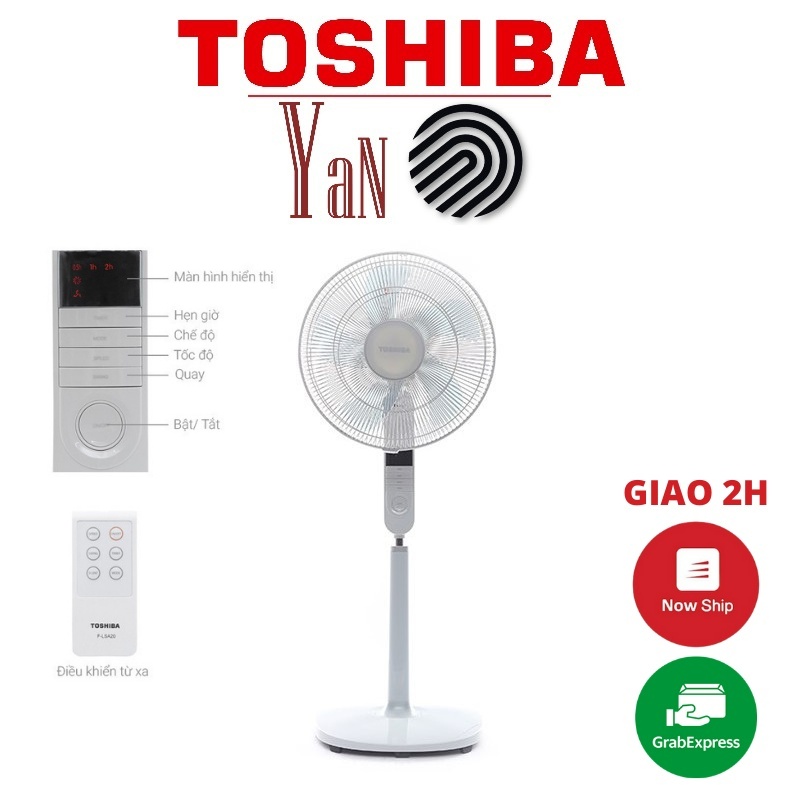 Quạt cây đứng 5 cánh có remote điều khiển từ xa Toshiba F-LSA20 60W - Hàng chính hãng