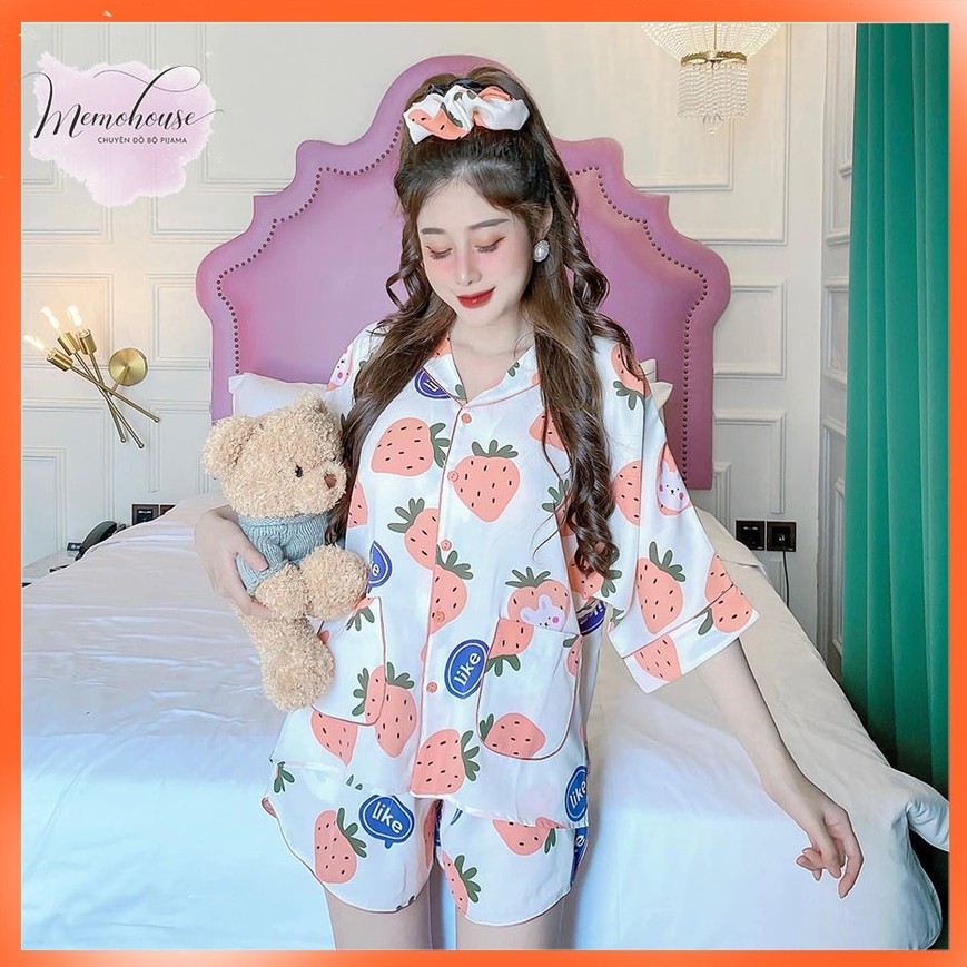 Đồ bộ pijama lụa mango ĐÙI cánh dơi cao cấp - TẶNG CỘT TÓC (Form dưới 60kg)