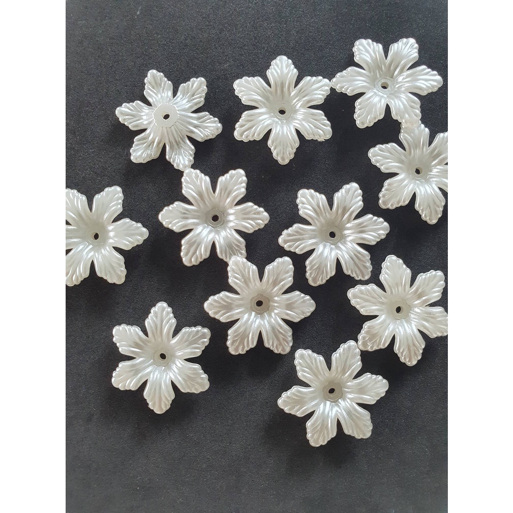 (50g)Hoa nhựa 6 cánh Ngọctrai 28mm, Nguyên liệu làm trang sức cổ trang, Nguyên liệu diy