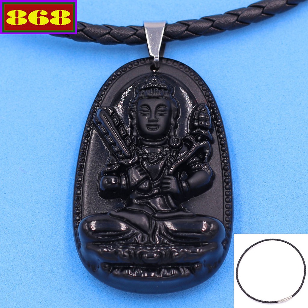 Vòng cổ dây da Hư không tạng đen 4.3 cm DDOETRTAEO6 - Hộ mệnh tuổi Sửu, Dần