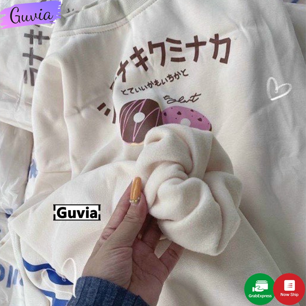 Áo Sweater nỉ Hoodie SUSU.GIRL áo nỉ Tay Phồng Ulzzang form rộng Unisex bông 2 lớp Guvia