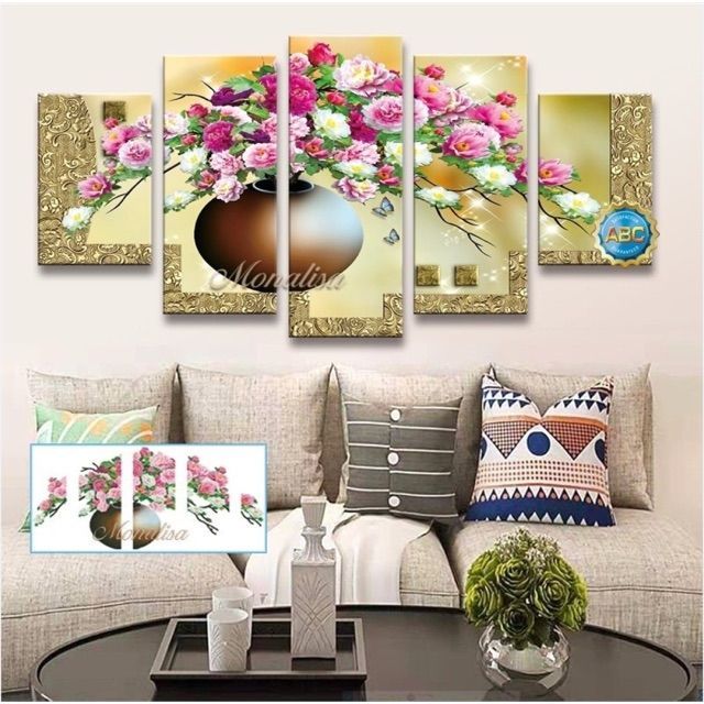 Tranh thêu chữ thập hoa mẫu đơn mn0021 150x75cm