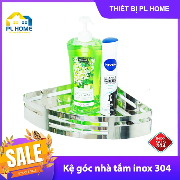 [INOX 304] Kệ Góc 1 tầng nhà tắm 100% inox 304 bản dày cứng đẹp
