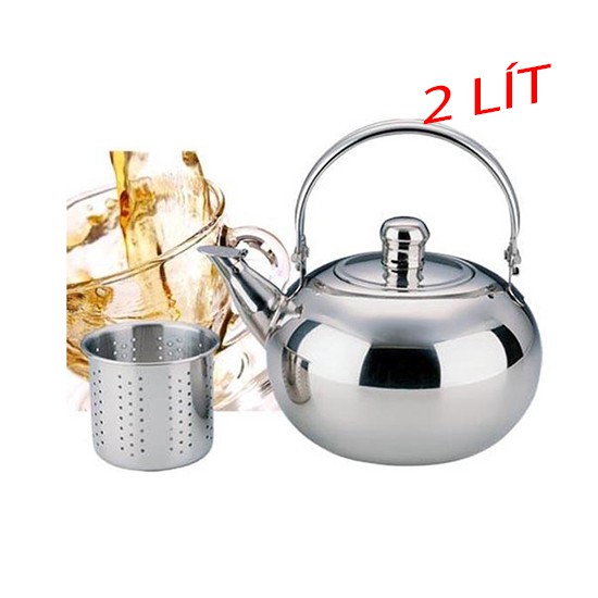 ẤM NẤU NƯỚC INOX CÓ LÕI LỌC TRÀ, LỌC THUỐC 2 LÍT