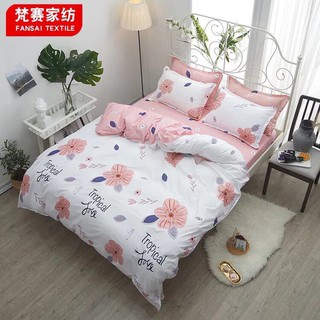 Bộ Ga Giường Vỏ Chăn 5 Món (Hình Thật) Hoa Anh Đào Đẹp M2*2M-M4*2M- M6*2M-M8*2M