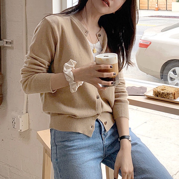 Áo khoác cardigan dệt kim tay dài màu trơn mẫu  thời trang thu đông dành cho nữ