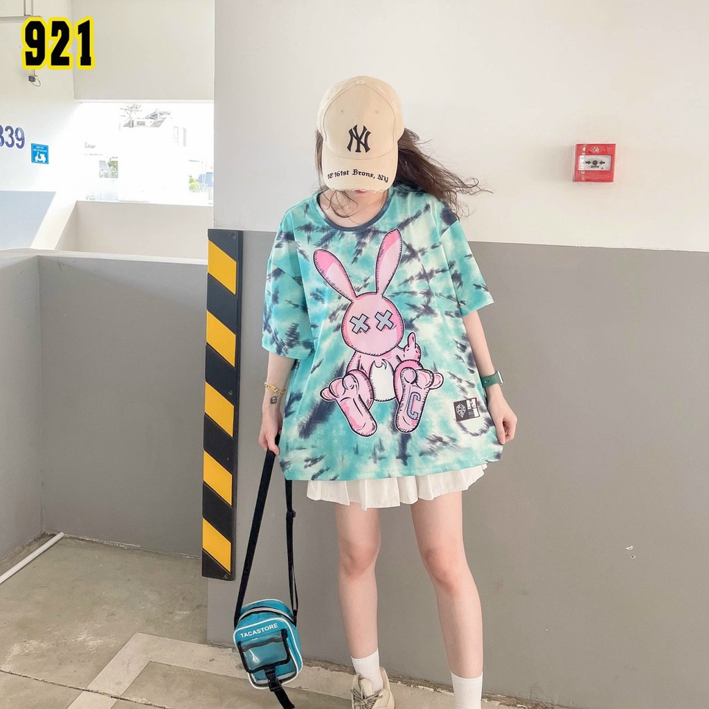 Áo thun tay ngắn unisex, áo phông tay lỡ nam nữ, thun lạnh màu loang, 100% cotton, free size 40-75kg - yumi47store-921 | BigBuy360 - bigbuy360.vn