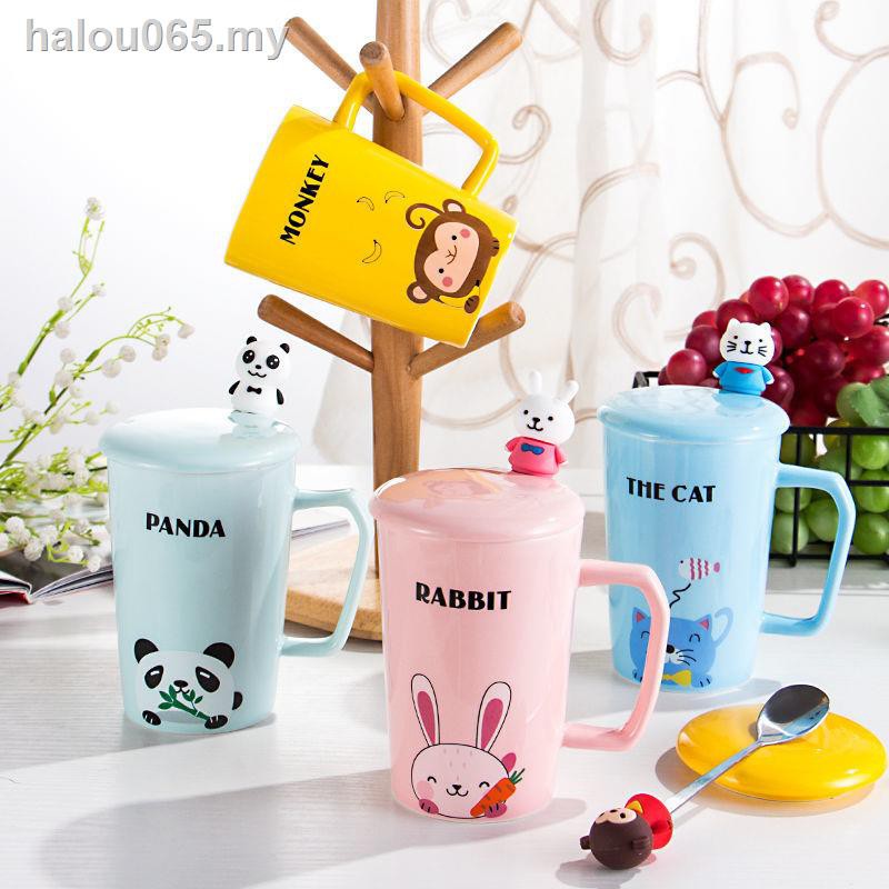 ♨Cốc Uống Nước Bằng Sứ Có Nắp Và Muỗng Hình Doraemon hello Kitty Cho Nam Nữ