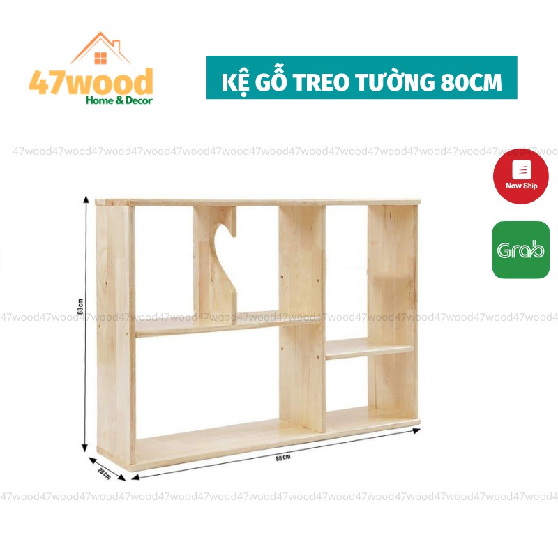 KỆ SÁCH GỖ TREO TƯỜNG 80CM - KỆ TREO TƯỜNG 80CM