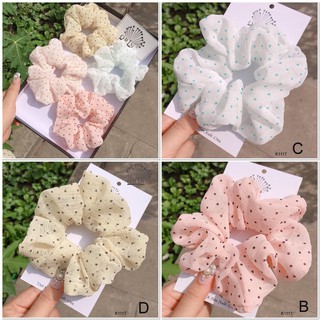 ( HOT) Dây buộc tóc, cột tóc vải scrunchies chiffon chấm bi siêu đẹp Orin K1117