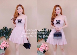 Đầm 2 Dây Đuôi Cá Tag Nơ Tiểu Thư