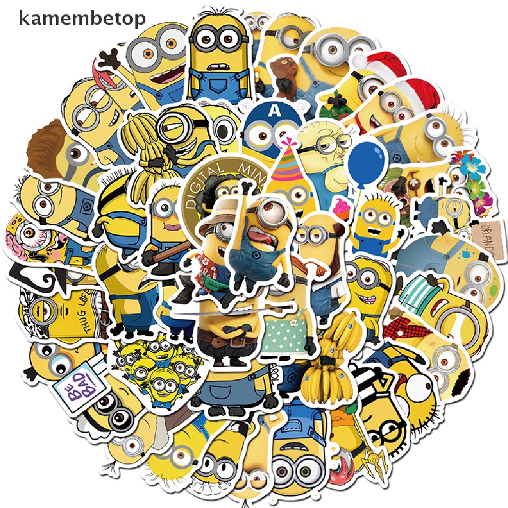 Bộ 50 Miếng Dán Hình Minions Vui Nhộn Bằng PVC Trang Trí Điện Thoại / Guitar