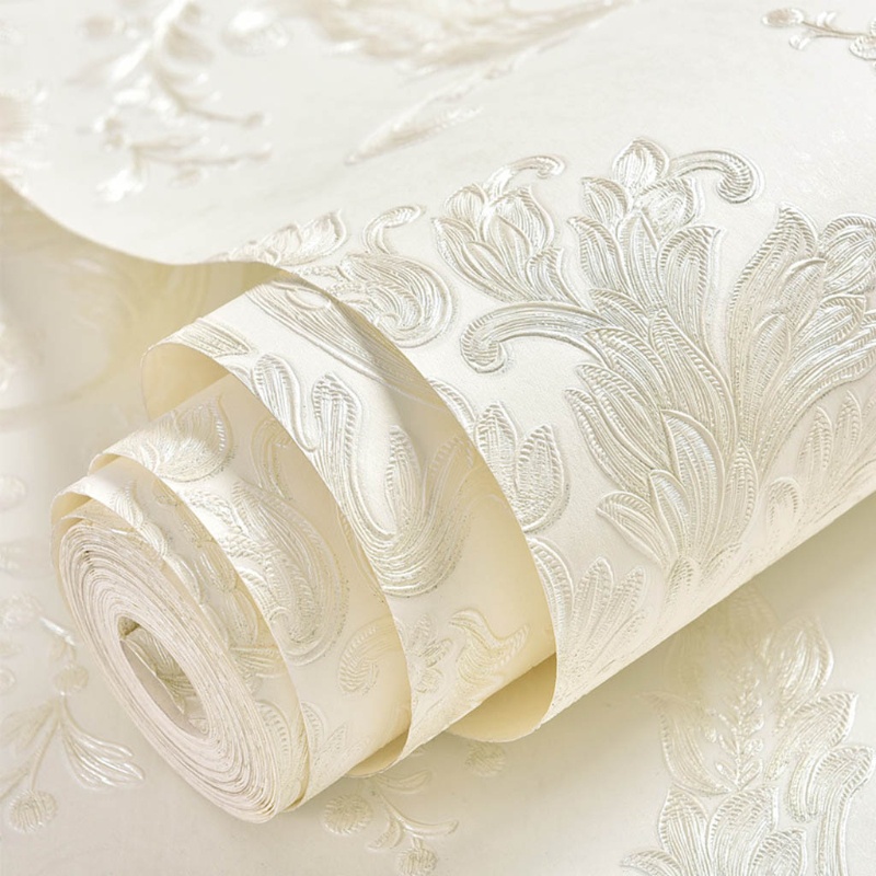 Giấy Dán Tường Không Dệt Dập Nổi Họa Tiết Hoa 3D Nhiều Màu Trang Trí Nội Thất