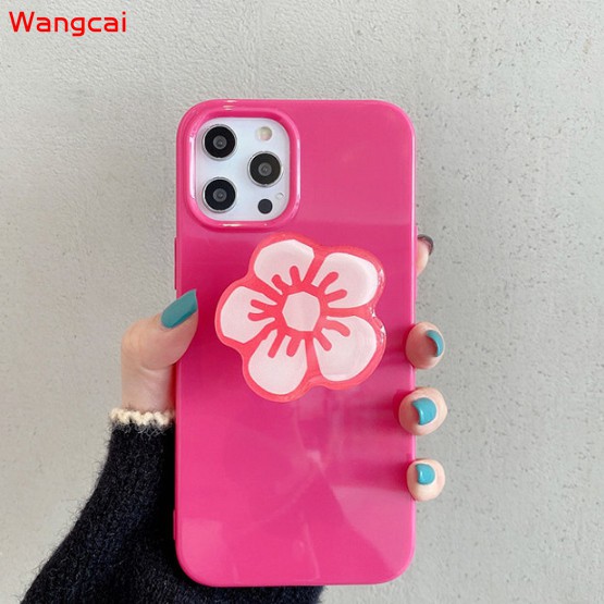 Huawei Nova 8 7 Pro 7i 6 SE 4e 4 3i 3 P40 P30 P20 Mate 40 30 20 Pro Phone Case Flower Holder Stand Candy Rose Red Plum Fresh Cute Simple Soft TPU Casing Case Cover