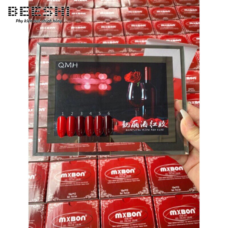 Sơn gel mxbon đỏ chính hãng lên màu chuẩn 15ml- beeshi shop nail