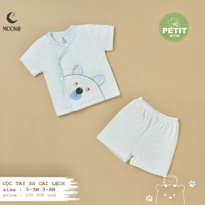 Moon - Bộ cộc cài chéo vải petit mềm mát xinh yêu cho bé 3-7kg