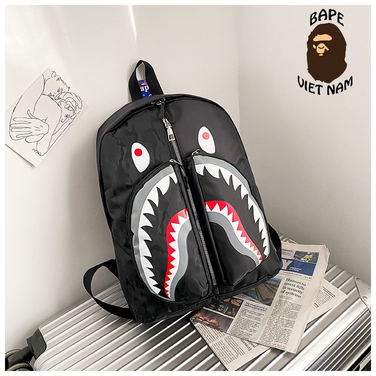 [Best Quality] Balo Bape Shark 4 Màu Camo, chất liệu Canvas chống nước Bape VN