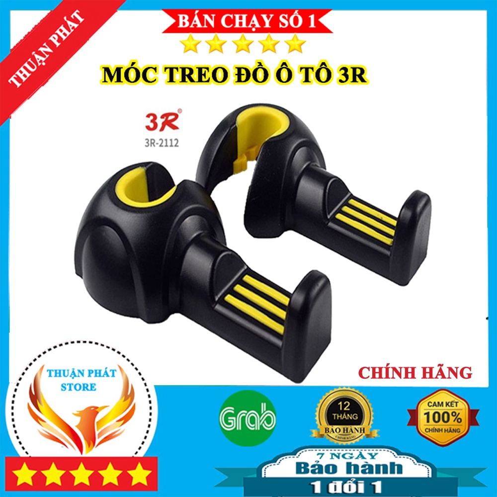 Bộ 2 móc treo đồ ô tô 3R ghế sau ô tô xe hơi chính hãng chất liệu ABS siêu bền sang trọng