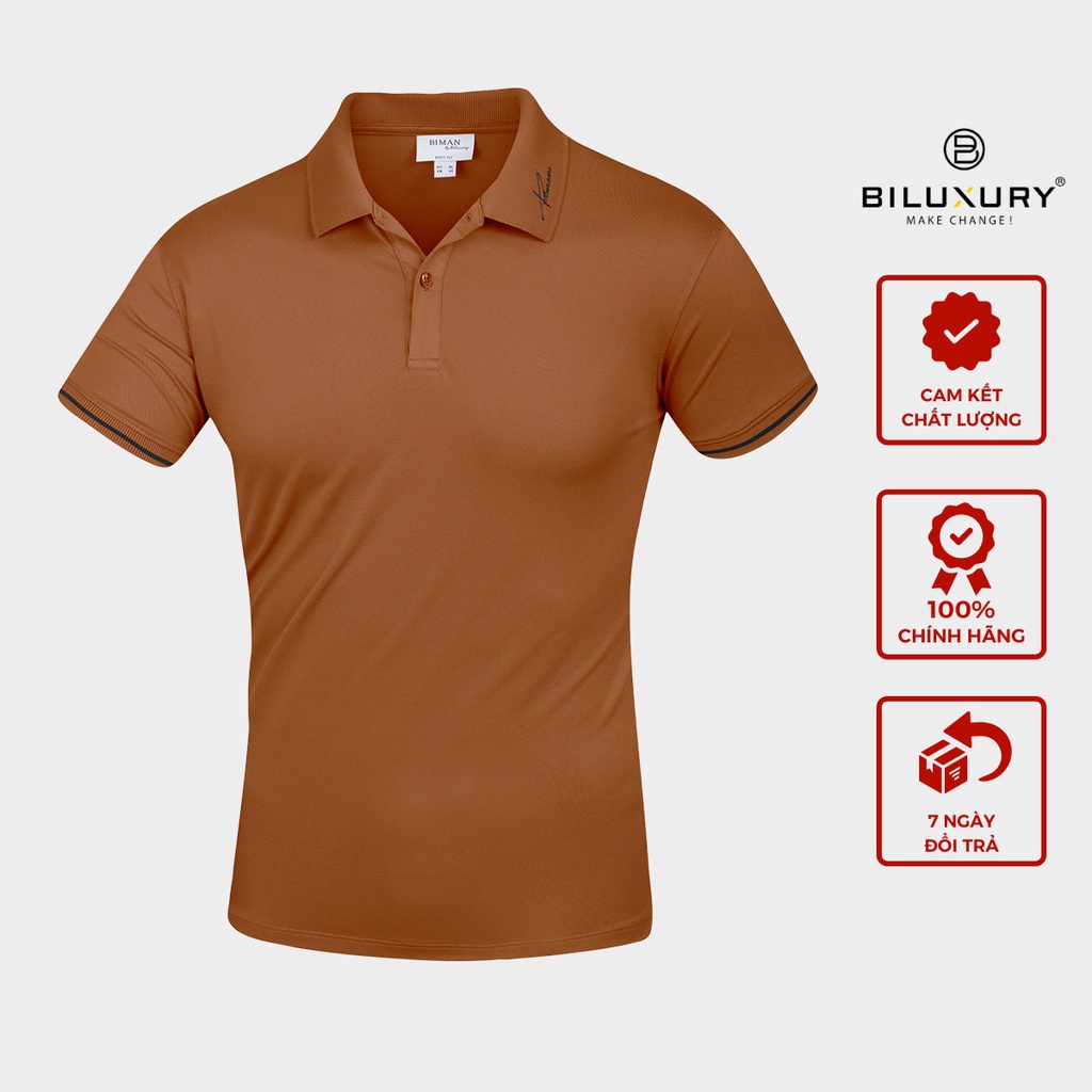 Áo polo nam cổ bẻ Biman by Biluxury thêu cổ lịch lãm vải siêu nhẹ thoáng mát không bai gião 5APCT012