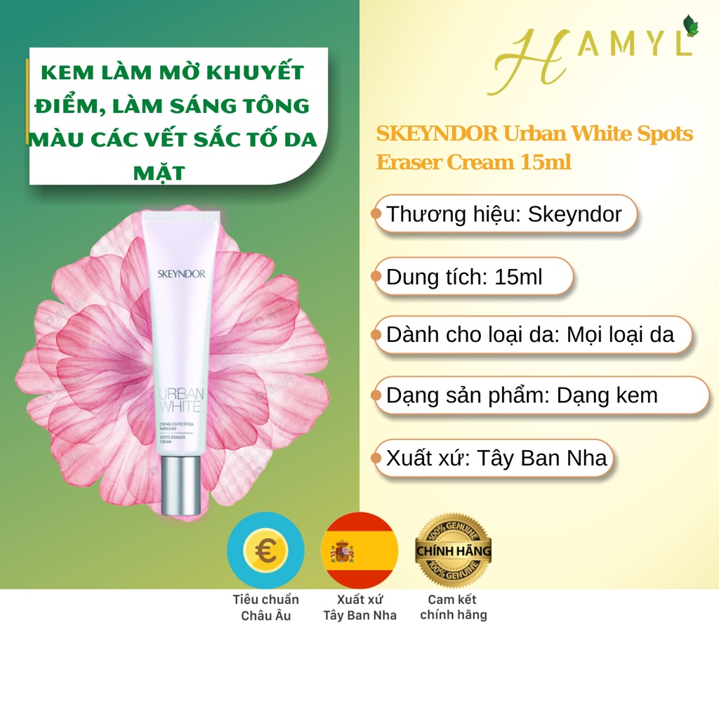 Kem làm mờ khuyết điểm, làm sáng tông màu các vết sắc tố da mặt SKEYNDOR Urban White Spots Eraser Cream 15ml
