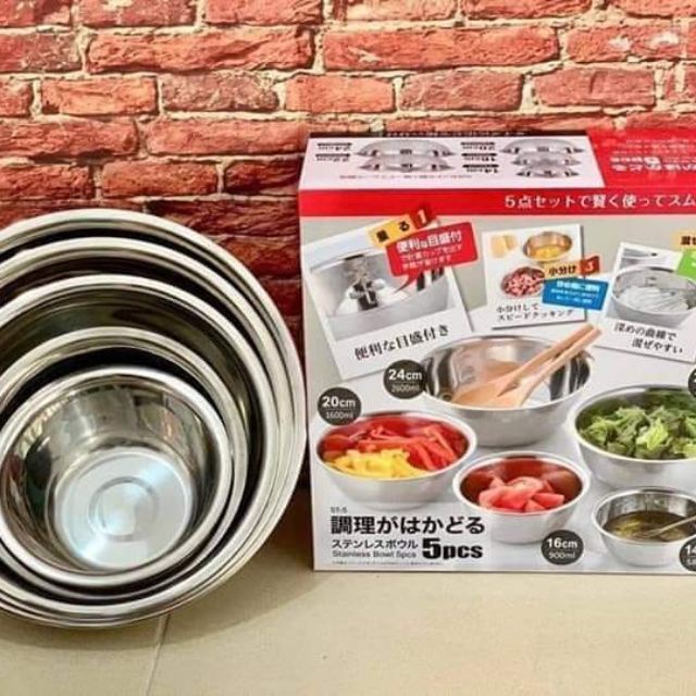 Set 5 tô inox cao cấp hàng Nhật