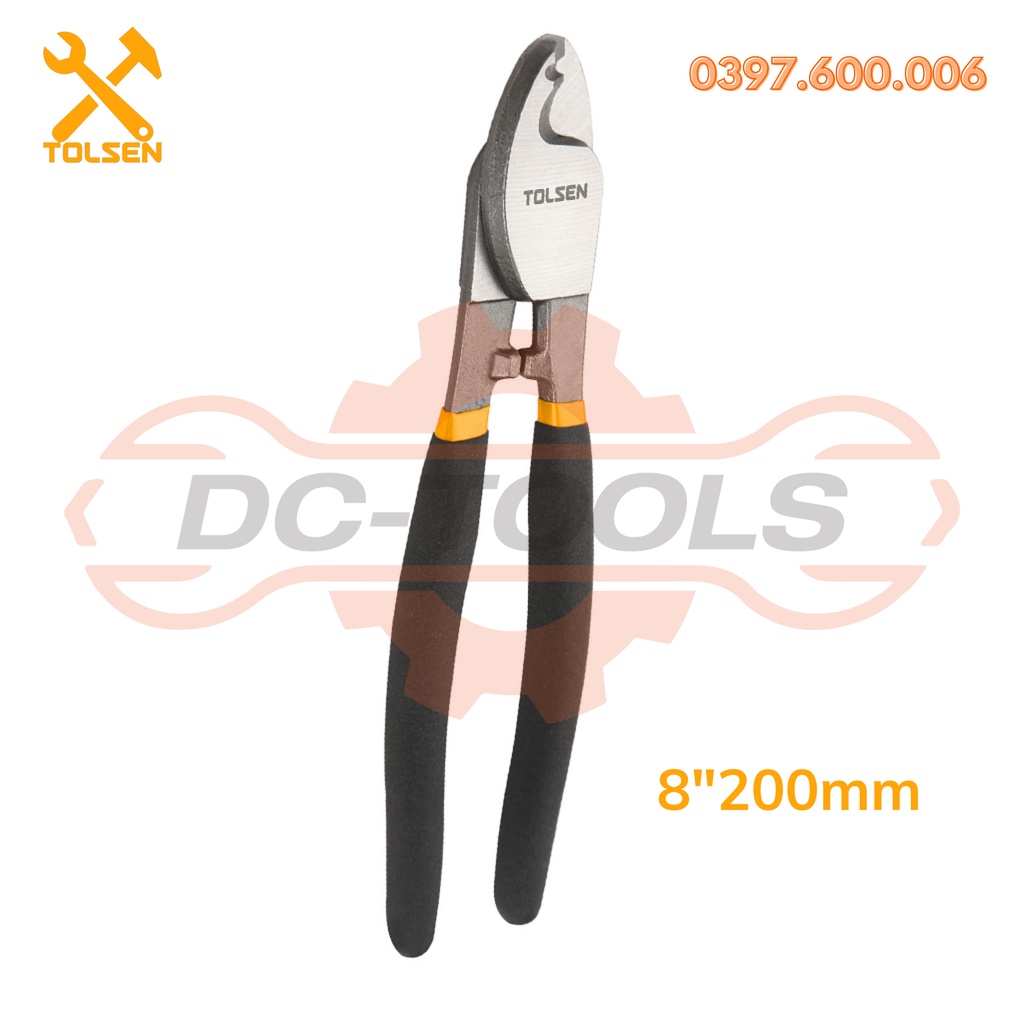 BỘ KÌM CẮT CÁP TOLSEN ĐẦU NHỎ 6&quot;160mm VÀ 8&quot; 200mm 38020 Thép Carbon đen bóng DC-TOOLS