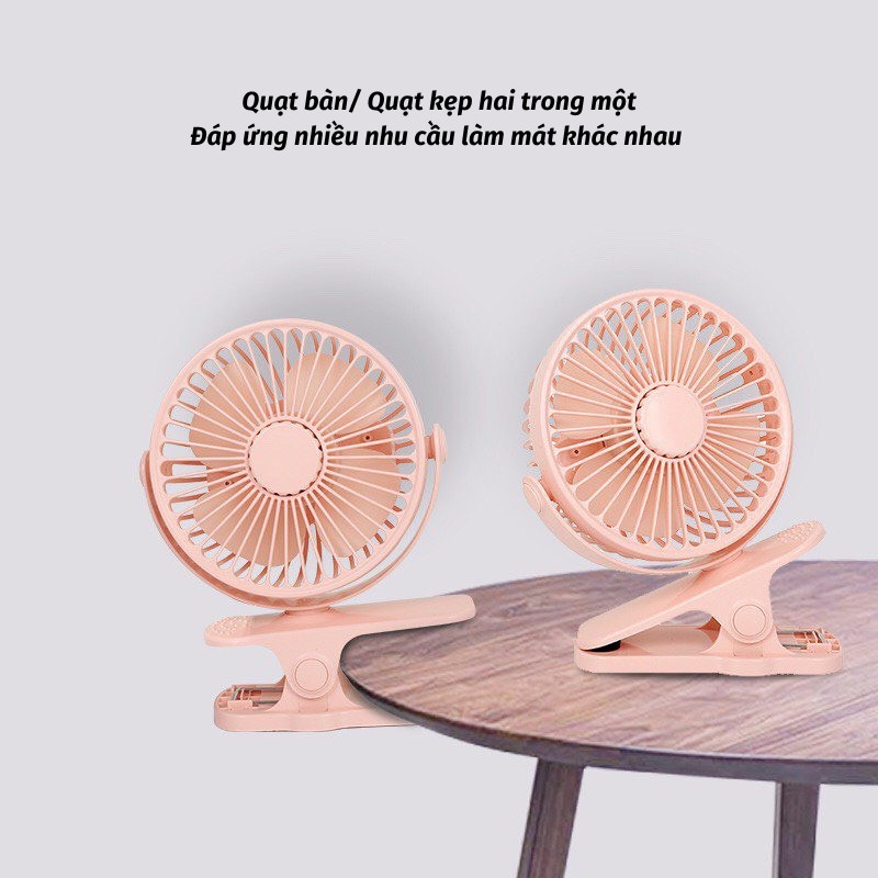 Quạt Kẹp Bàn Quạt Mini Tích Điện Nhỏ Gọn Tiện Lợi KHO GIA DỤNG TRẦN PHÚ