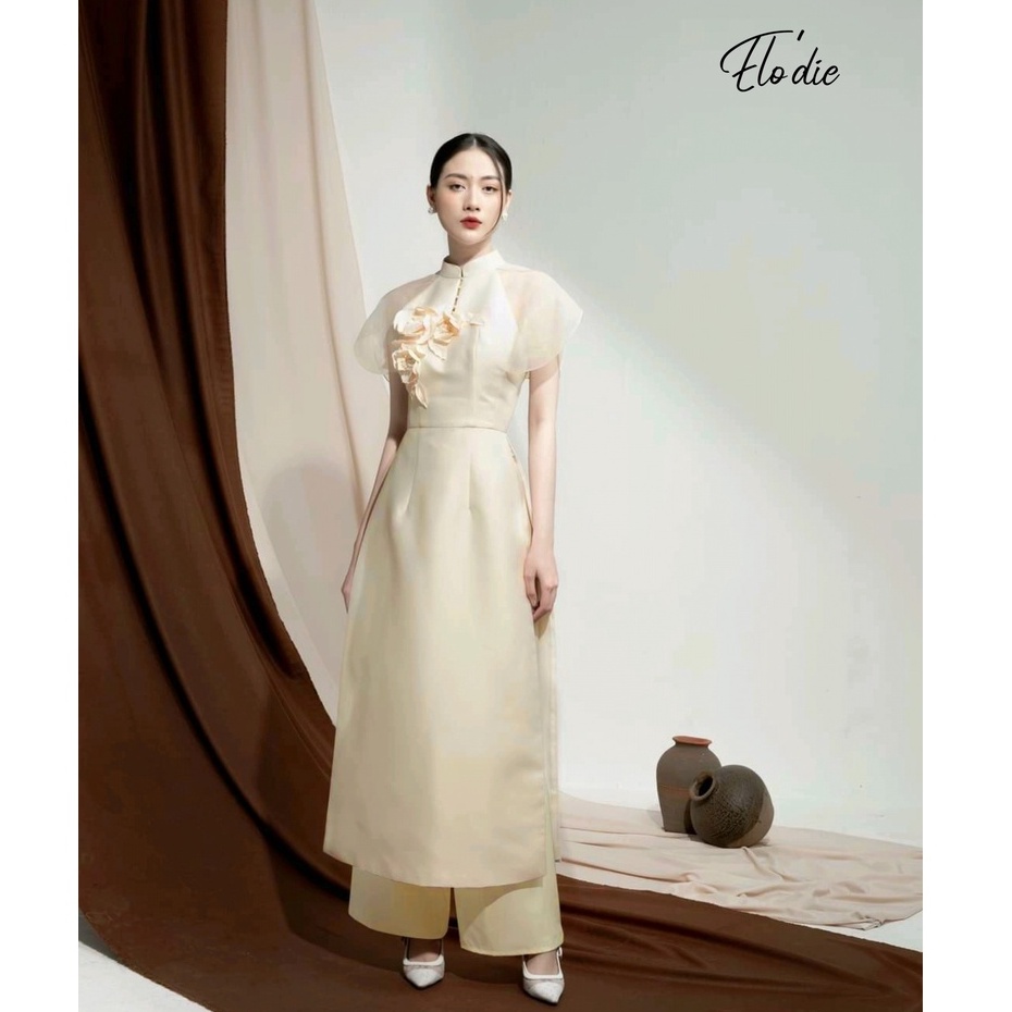 Áo Dài Cách Tân Kim Khánh Đính Hoa Cao Cấp