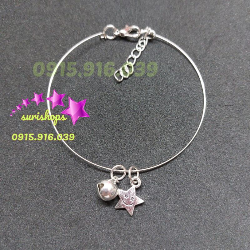 Vòng Tay Dạng Mảnh Phối Charm Có Chuông